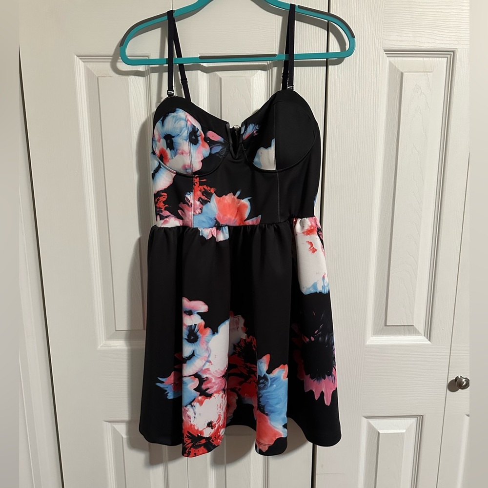 Black Material Girl Floral Mini Dress